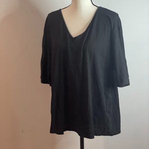 Jones New York Short Sleeve Womens Short Sleeve Black Shirt Sz XL